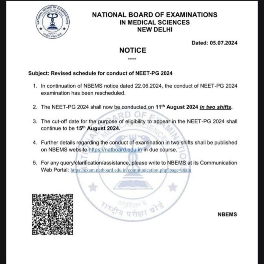 NEET PG 2024: Mark Your Calendars for August 11th